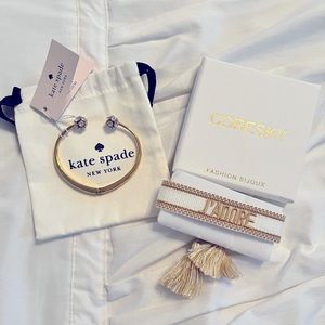 Kate Spade Bracelet Gold Tone Clear Pave Ball Ends and Coresky J’Adore Bracelet